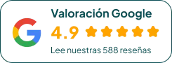 Imagen puntuación de Google con 4.9 estrellas y 588 reseñas