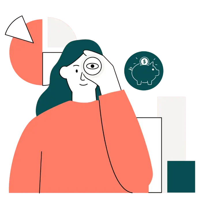 Ilustración de una mujer buscando