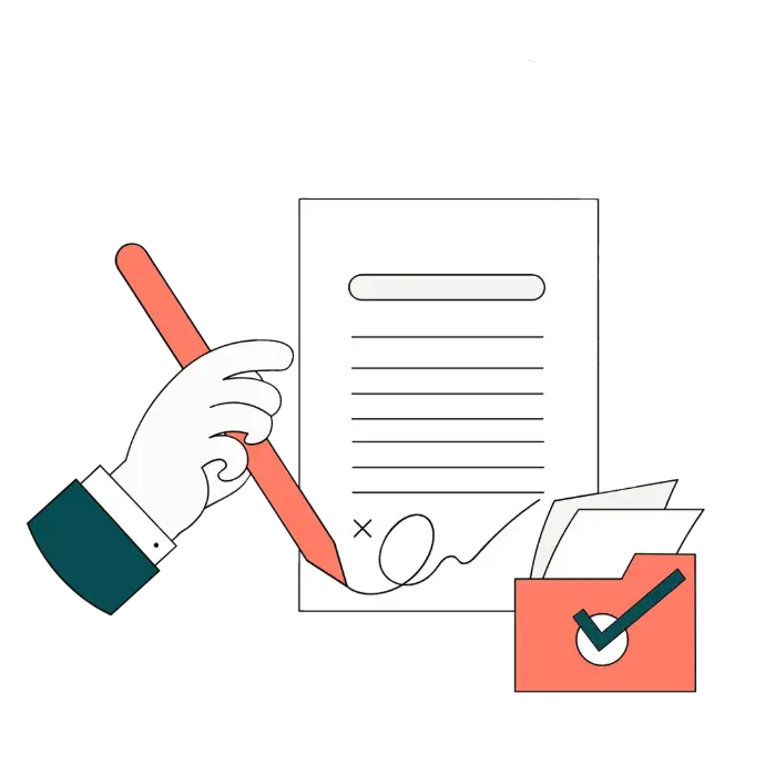 Ilustración de un documento con una firma