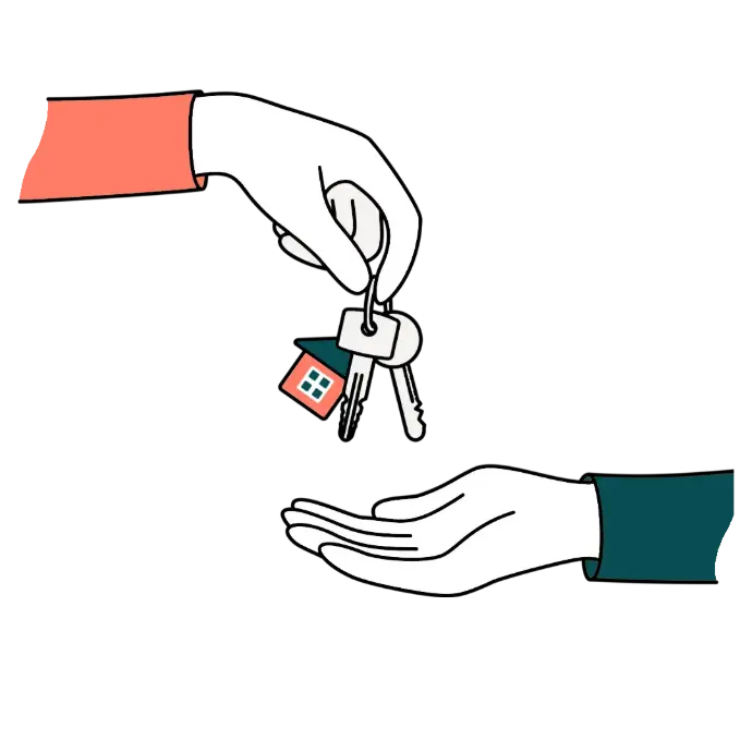 Ilustración de una mano entregando unas llavez a otra