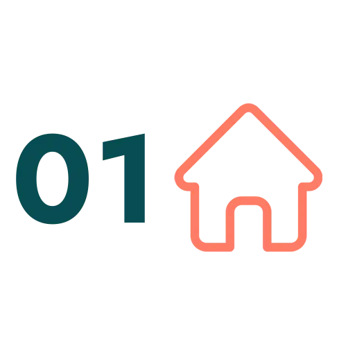 icono del número 1 con una casa 